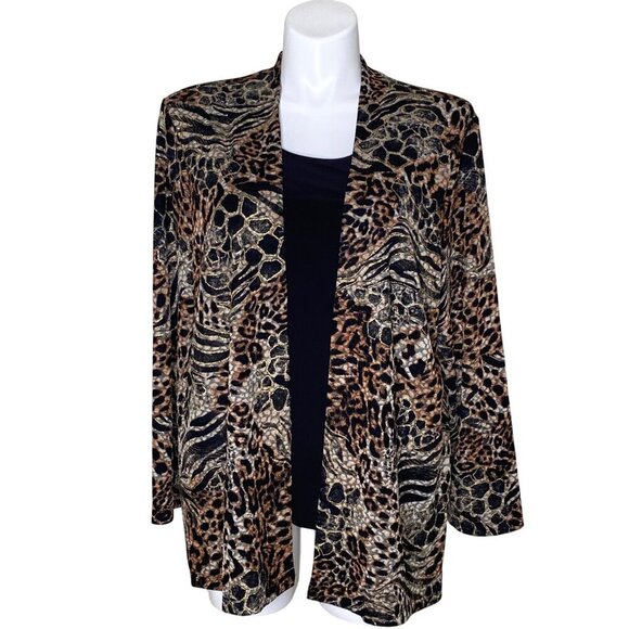 Serengeti Animal Print Topper with Attached Black Tank, Black Brown Women's 2X - Picture 1 of 9